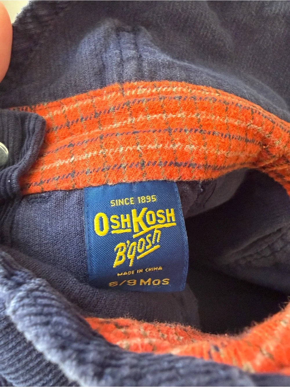 OshKosh B'gosh Navy Jacket with Orange Plaid Trim